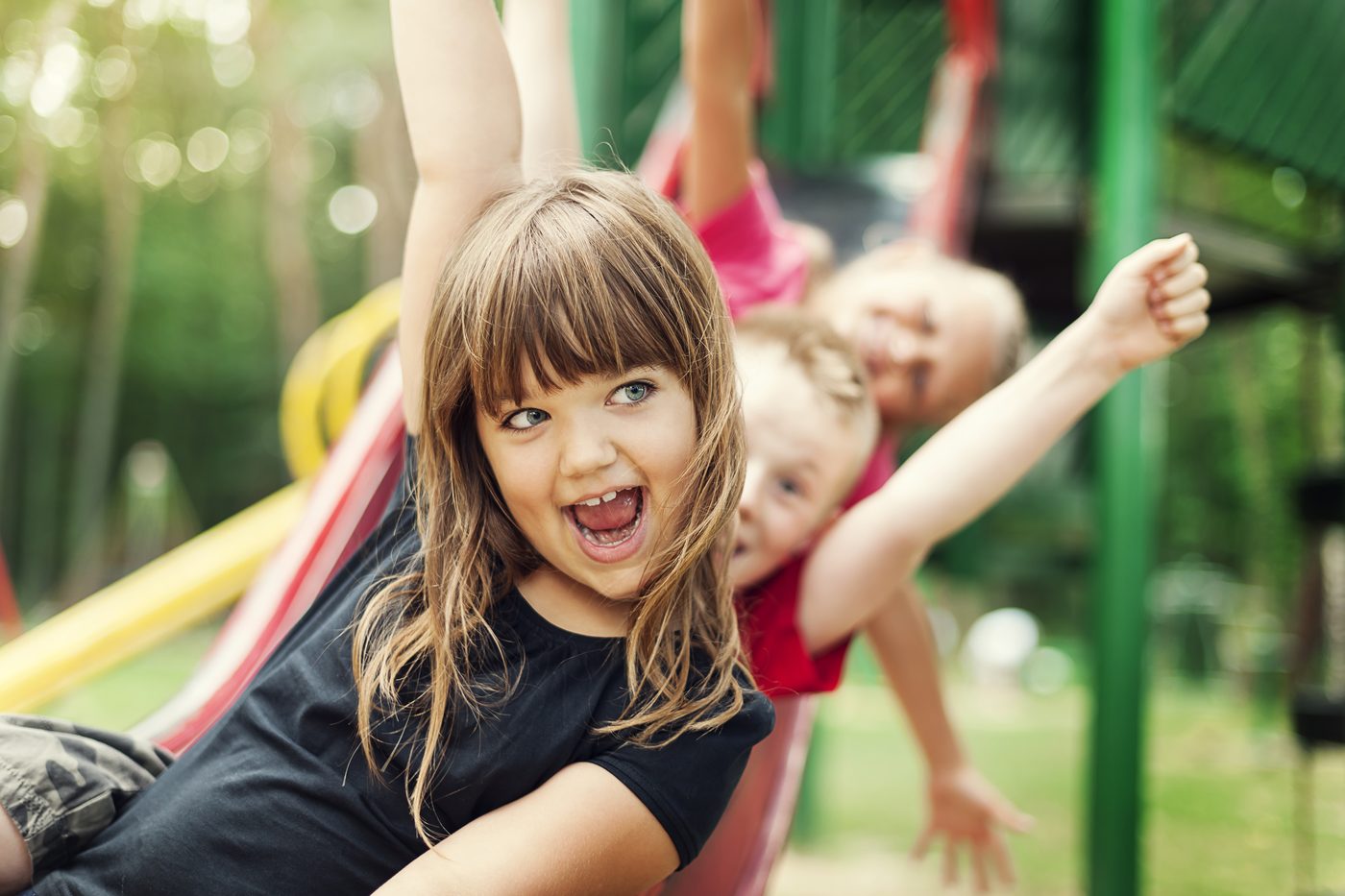 Children coming down the slide